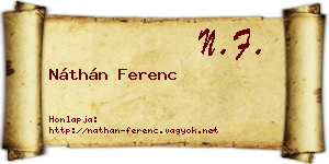 Náthán Ferenc névjegykártya